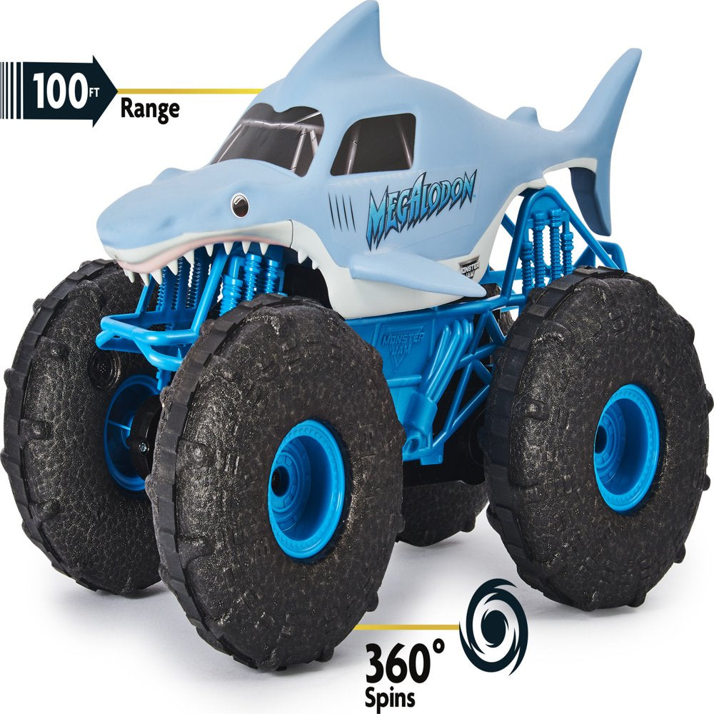Monster Jam, Official Megalodon Storm All-Terrain Remote Control Monster Truck Toy Vehicle, 1:15 Scale