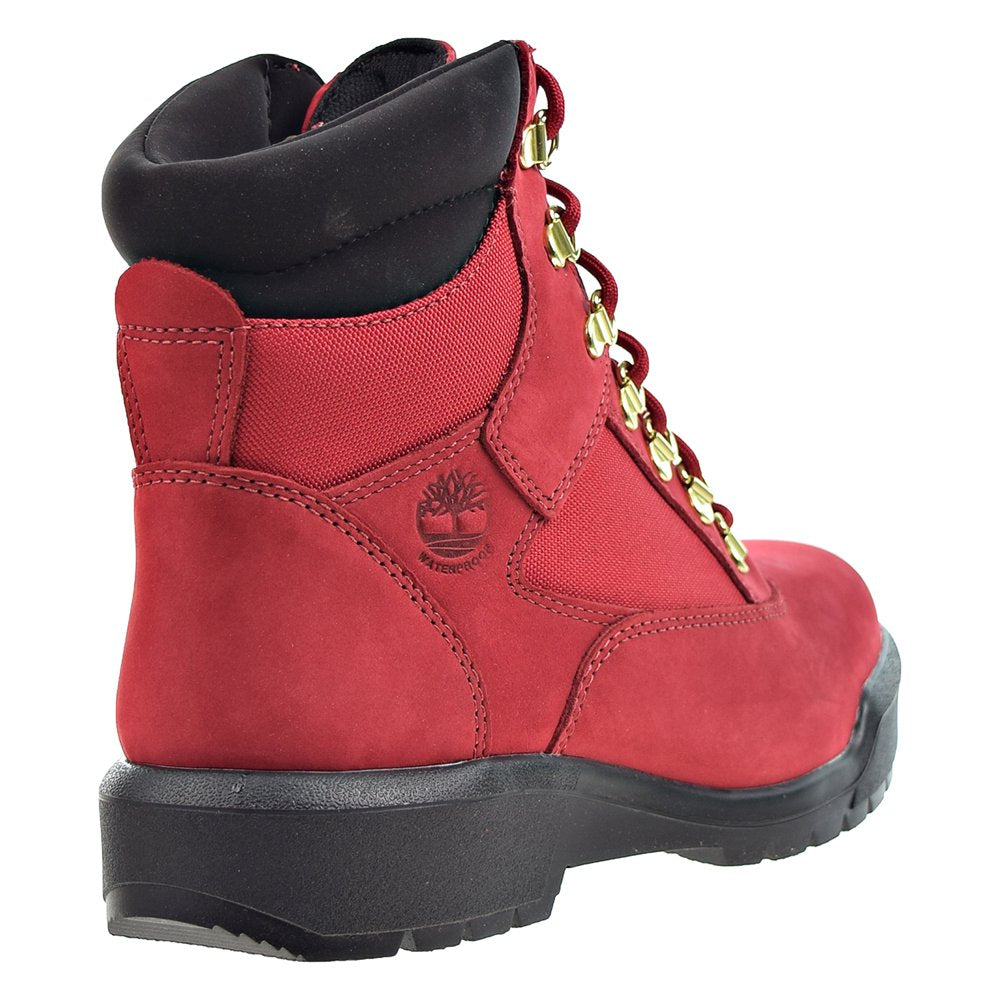 Timberland 6" Field Boot Waterproof Men'S Shoes Red Nubuck-Black Tb0A2Jnw