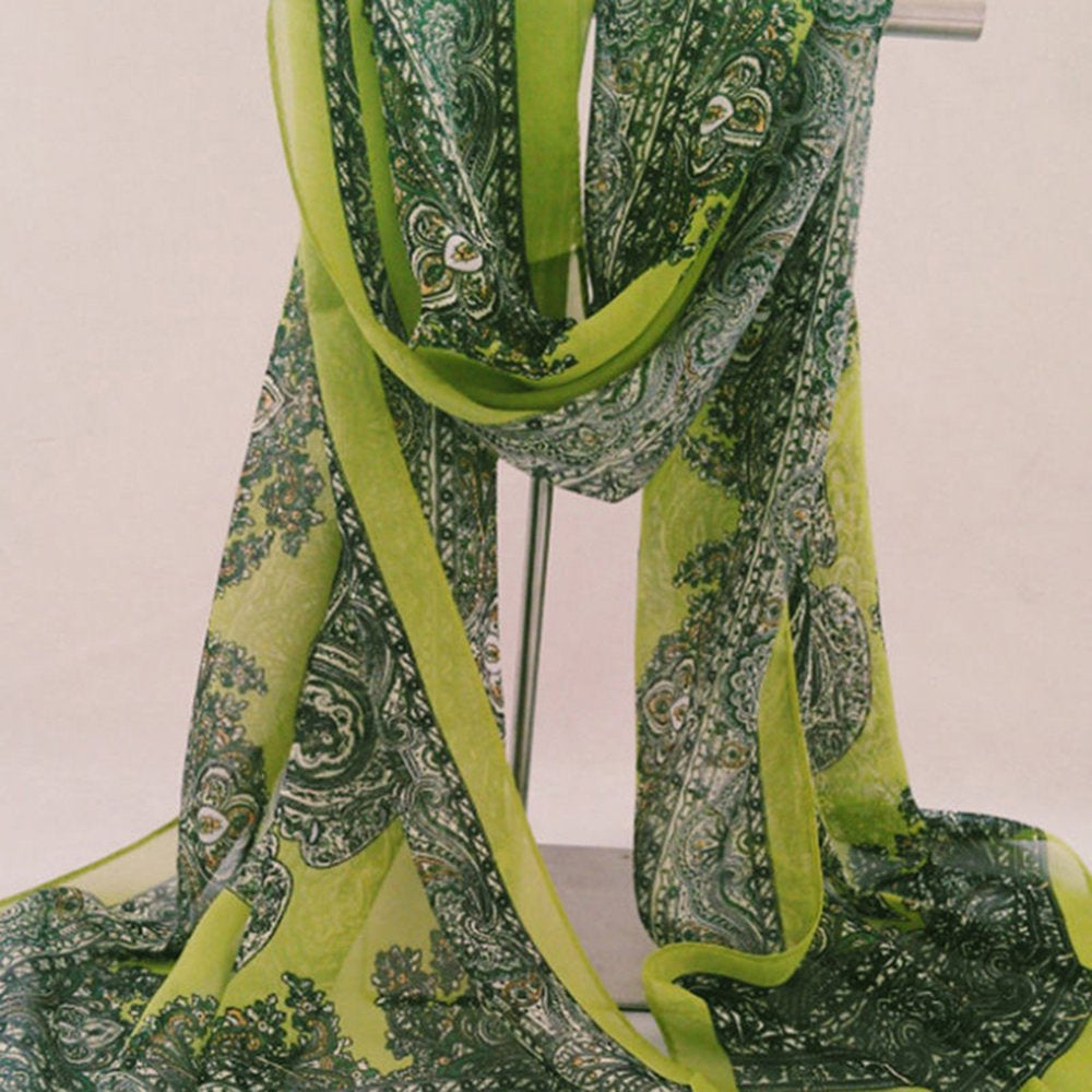 Ludlz Women Fashion Long Soft Chiffon Flower Scarf Sheer Wrap Neck Shawl Stole Gift