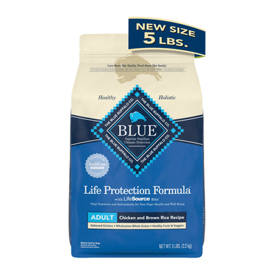 Blue Buffalo Life Protection Formula Chicken and Brown Rice Dry Dog Food for Adult Dogs, Whole Grain, 5 Lb. Bag