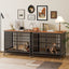 Winkalon 42 Inch Large Dog Crate Rustic Style Furniture Dog Cage Crate with 3 Doors and 4 Wheels Heavy-Duty Kennel,Brown
