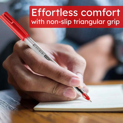 PENSAN Red Ballpoint Pens,1.0 Mm Medium Point, Red Pens, Ergonomic Triangle Grip, 50-Count Pack of Bulk Pens