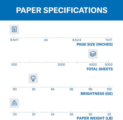 Hammermill Printer Paper, 20 Lb Copy, 8.5 X 11-8 Ream (4,000 Sheets) - 92 Bright, Made in the USA