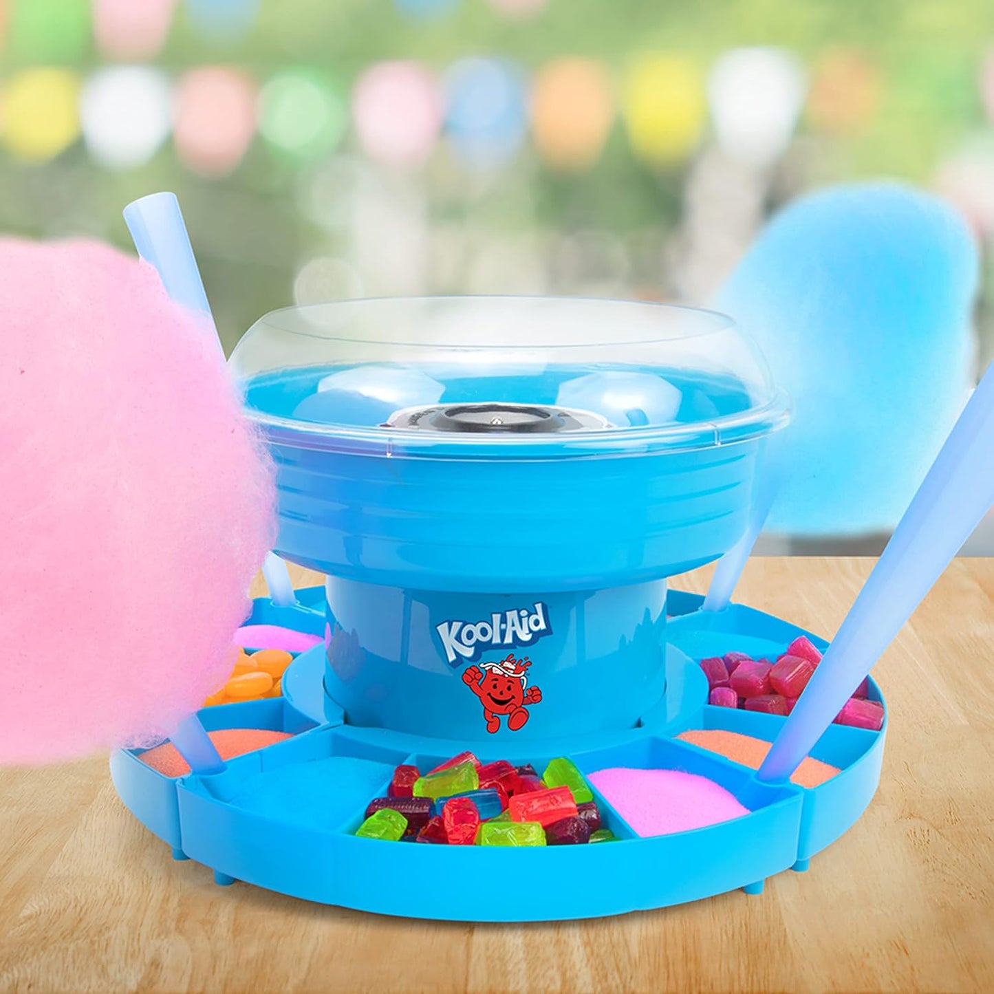 Nostalgia Kool-Aid Cotton Candy Variety Kit – 3 Flossing Sugar Flavors (Blue Raspberry, Strawberry, Tropical Punch) – 7-Oz Bottles – Compatible with Cotton Candy Makers – Party Supplies