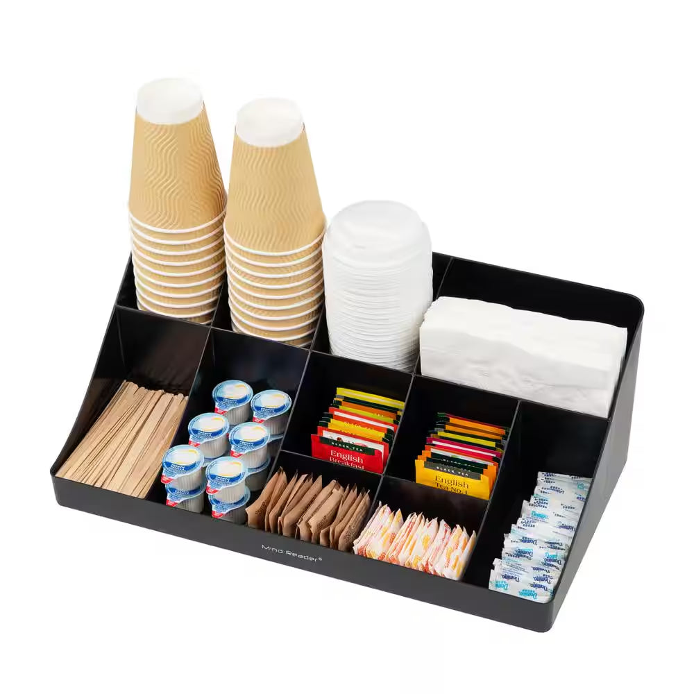 Cup and Condiment Station, Countertop Org, Coffee Bar, Rayon from Bamboo, 18.13 In. L X 9.5 In. W X 6.5 In. H, Brown