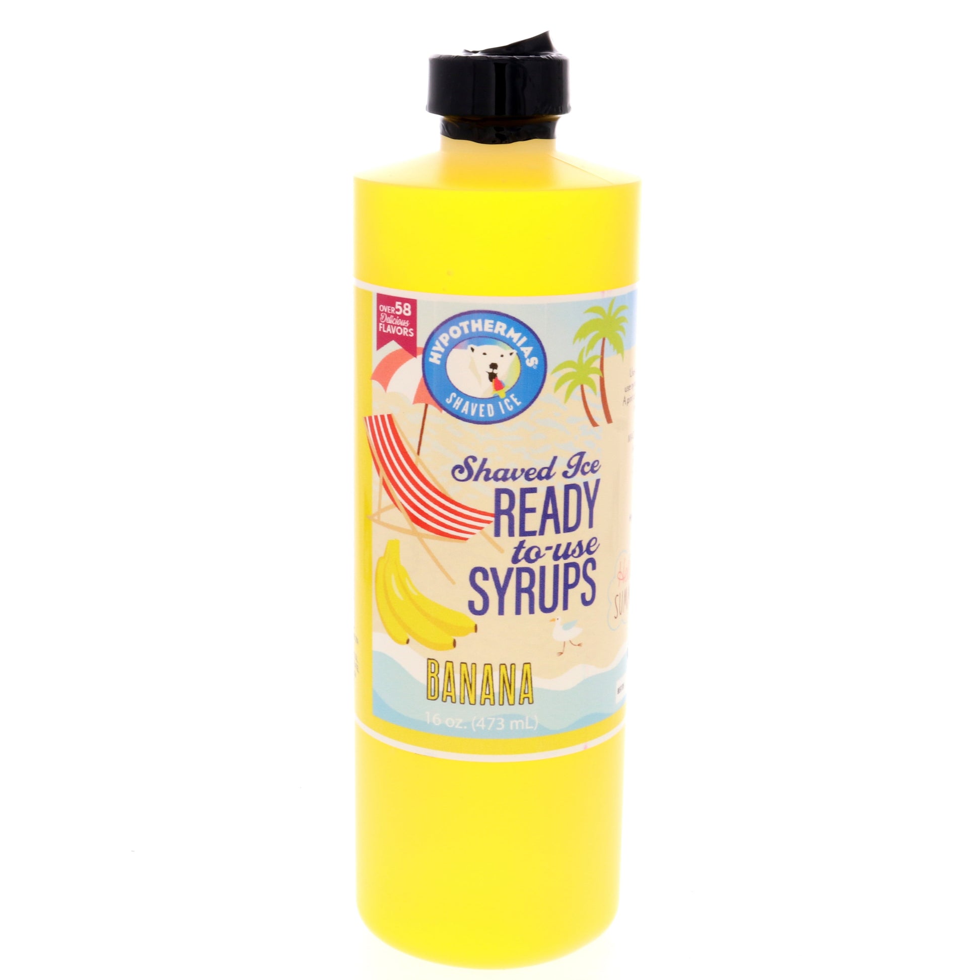 Hypothermias BANANA (16 Fl Oz) Handcrafted Hawaiian Snow Cones Flavor Syrups for Drinks, Coffee, Shaved Ice & Slushie, Piraguas, Raspados, Soda Flavor Syrup, 100% Pure Cane Sugar