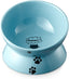 Y YHY Elevated Cat Food Bowl, Ceramic Raised Bowl, Tilt Angle Protects Cat'S Spine, anti Vomiting Dish, Backflow Prevention, Lake Blue