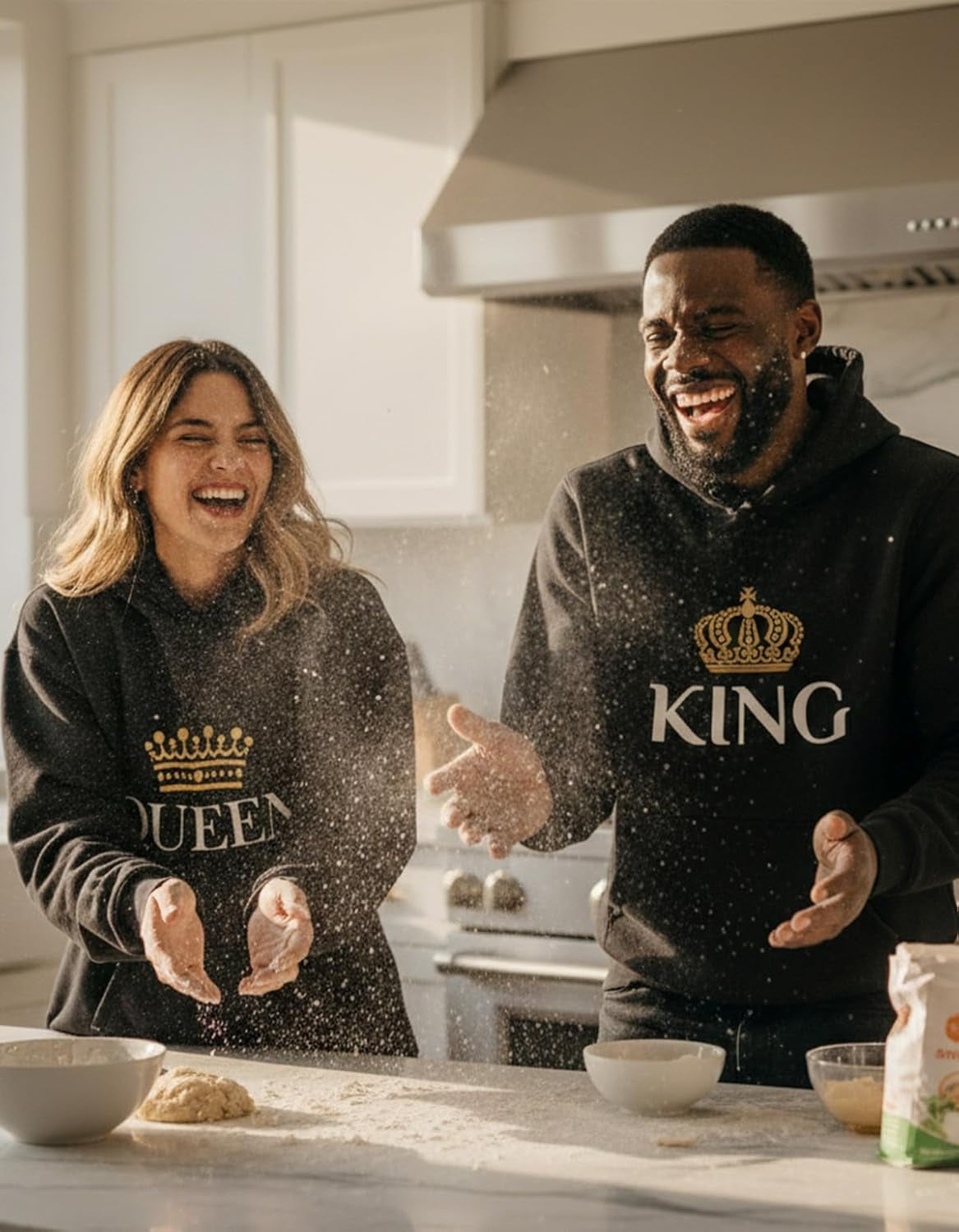 Tstars King & Queen Matching Couple Hoodie Set - His & Hers Pullover Hoodies - Valentine'S Day Gift for Couples