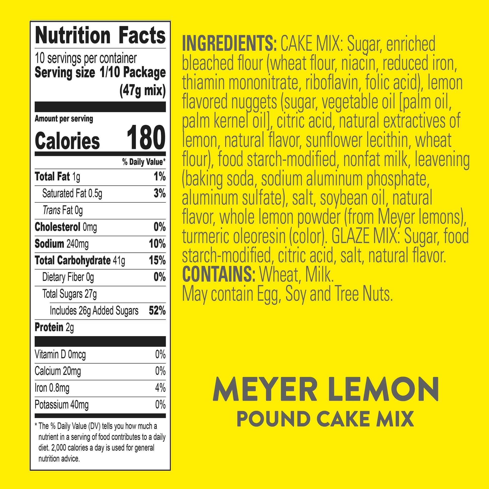 (6 Pack) Krusteaz Meyer Lemon Pound Cake Mix, Pound Cake Baking Mix with Lemon Flavored Glaze, 16.5 Oz Box​