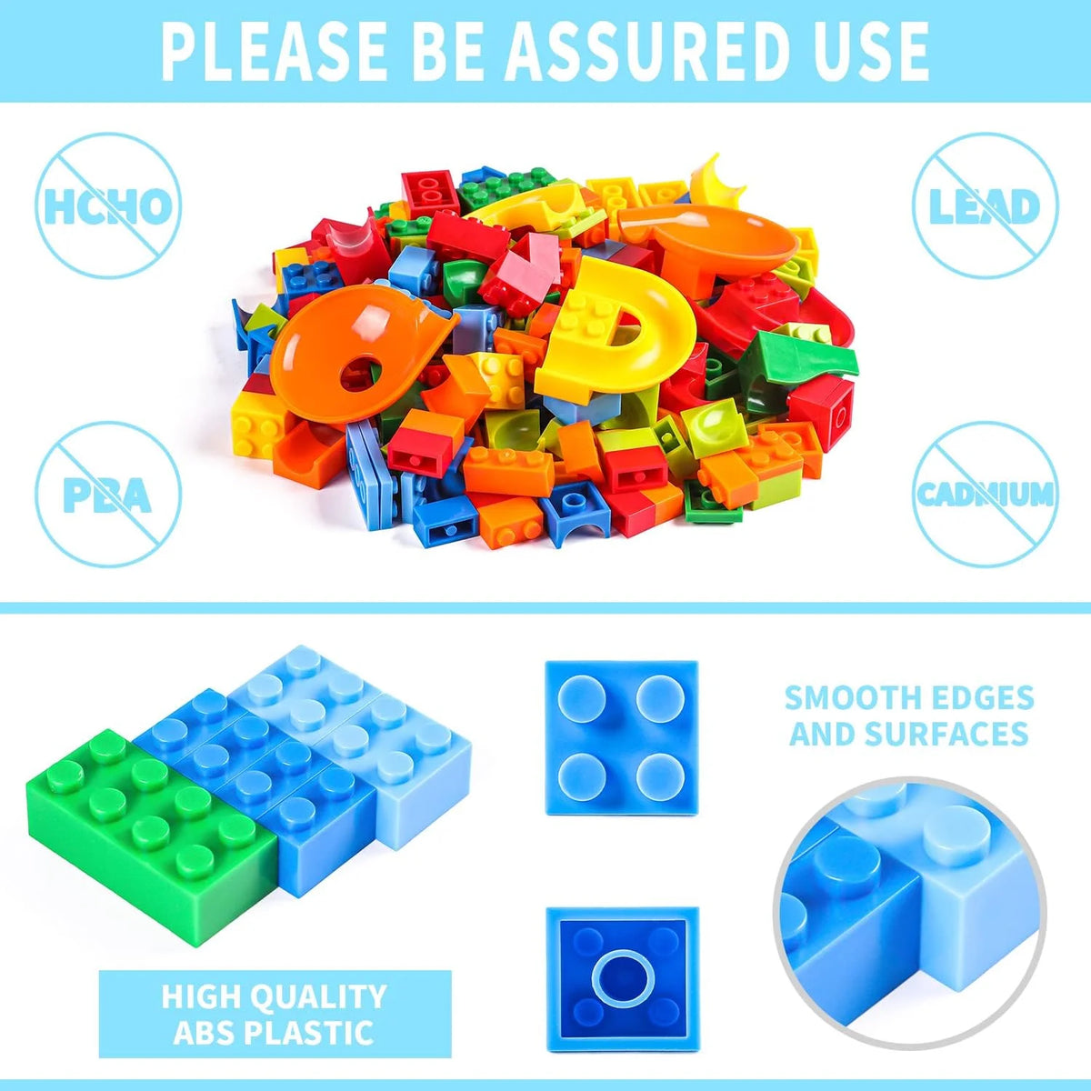 MAINYU Run Building Blocks for Kids Ages 4-8, 168 PCS Classic Big Size Blocks Set, Crazy Run Building Blocks with 4 Balls Race Track, Educational Toys Bricks Set Christmas Birthday Toy for Boys Girls