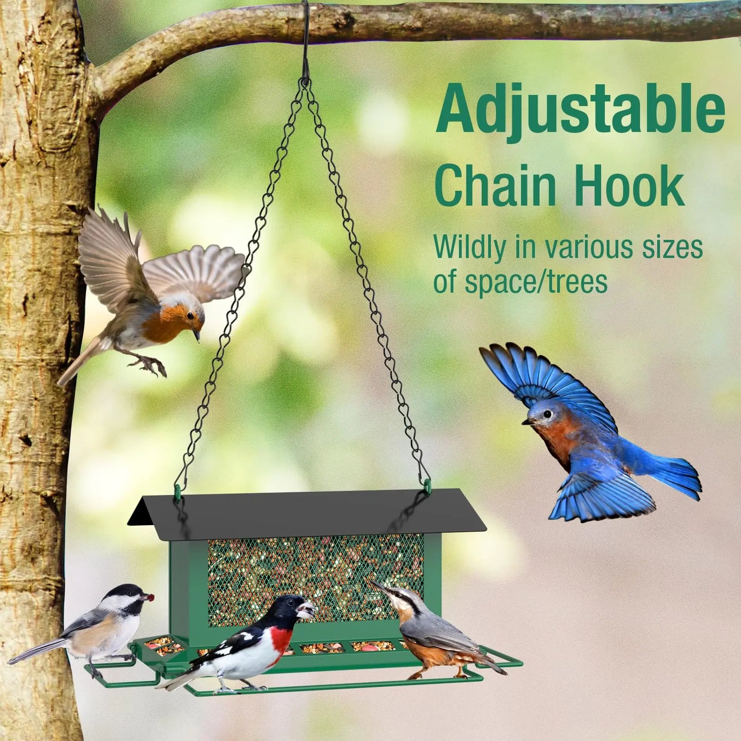 Bird Feeder for Outdoor Hanging, Large Squirrel Proof Birdfeeders W/ 14 Feeding Ports - Heavy Duty Metal Bird Feeders for outside Hanging, 4 Lb Large Capacity Birdfeeder to Attracting Birds Tiktokshopfalldealsforyou