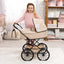 Bayer Design Vintage Doll Pram, Classic Baby Stroller with Bag, Beige | Elegant 18 Inch Carriage with Large Smooth-Rolling Wheels, Foldable Frame, Under-Basket, and Protective Fabric Cover