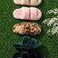 Familyfairy Women'S Fluffy Faux Fur Slippers Comfy Open Toe Two Band Slides with Fleece Lining and Rubber Sole