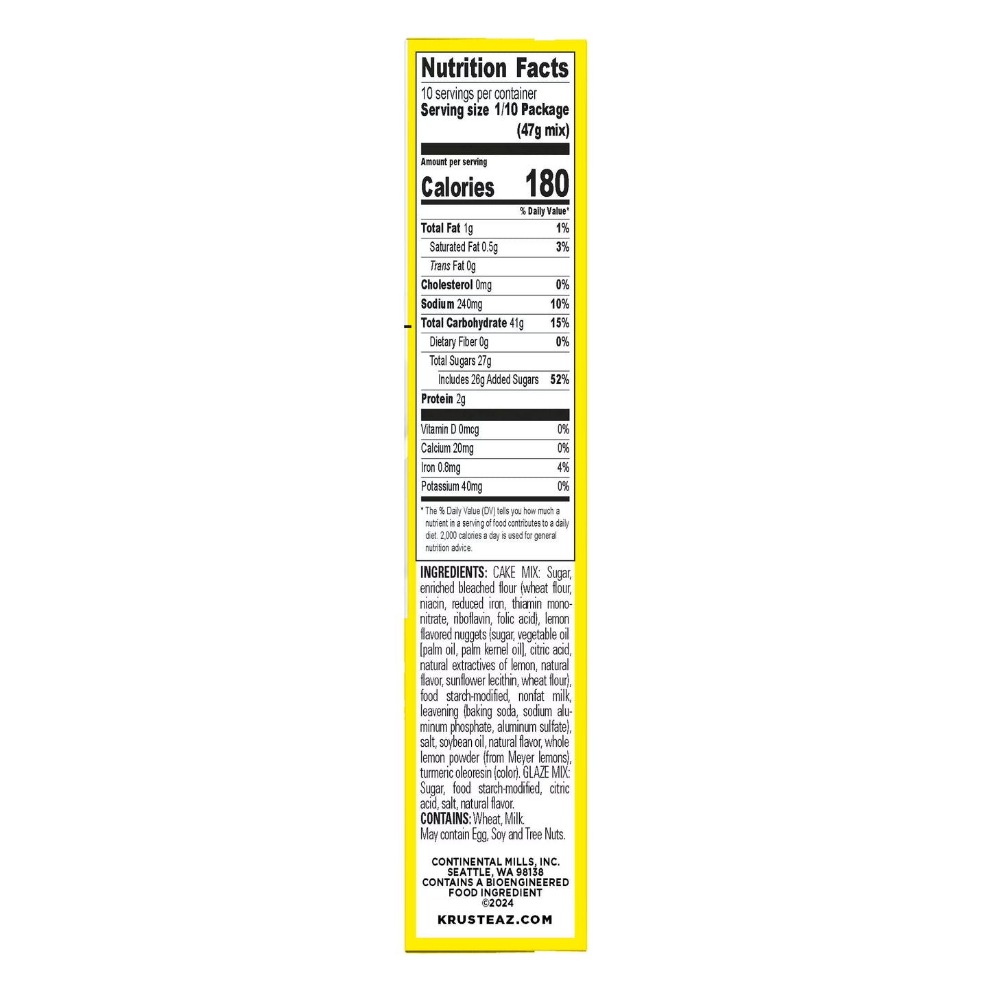(6 Pack) Krusteaz Meyer Lemon Pound Cake Mix, Pound Cake Baking Mix with Lemon Flavored Glaze, 16.5 Oz Box​