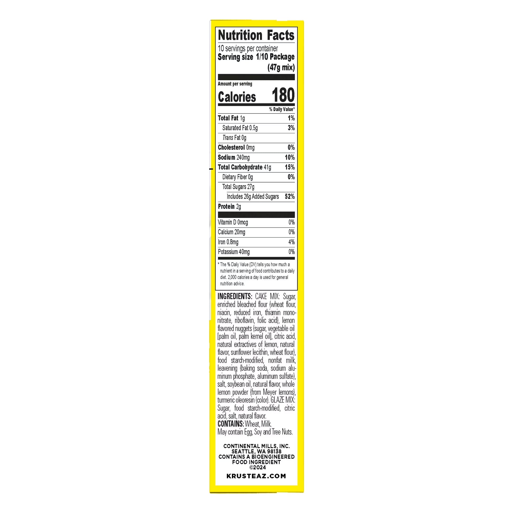 (6 Pack) Krusteaz Meyer Lemon Pound Cake Mix, Pound Cake Baking Mix with Lemon Flavored Glaze, 16.5 Oz Box​