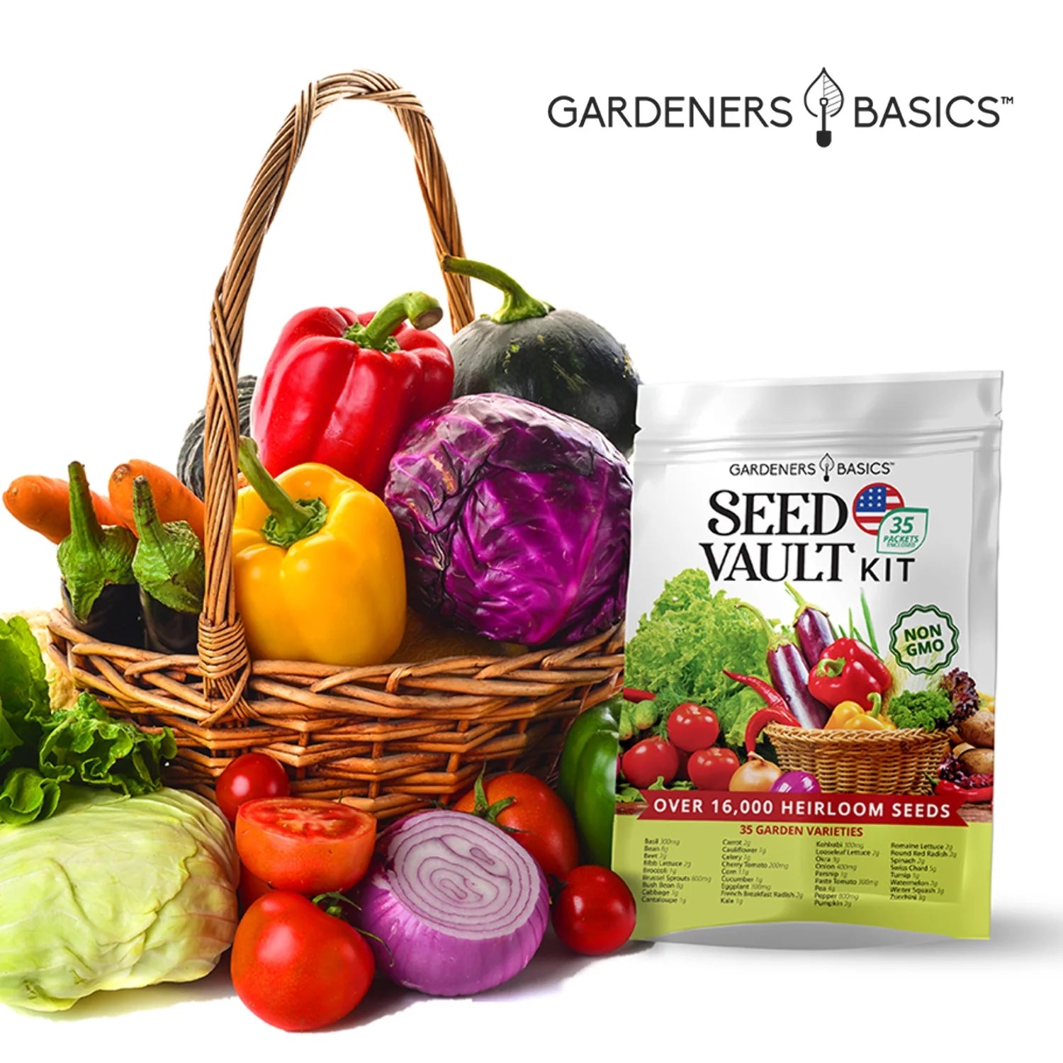 Vegetable Seed Vault Kit – 35 Heirloom Non-Gmo Vegetable Seeds for Gardening Survival Food Storage