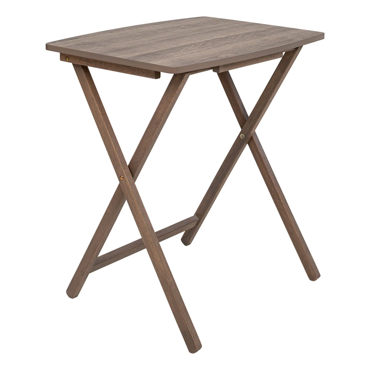 Mainstays XL Oversized 5-Piece Rubberwood Folding TV Tray Table Set of 4 with Storage Rack, Rustic Gray