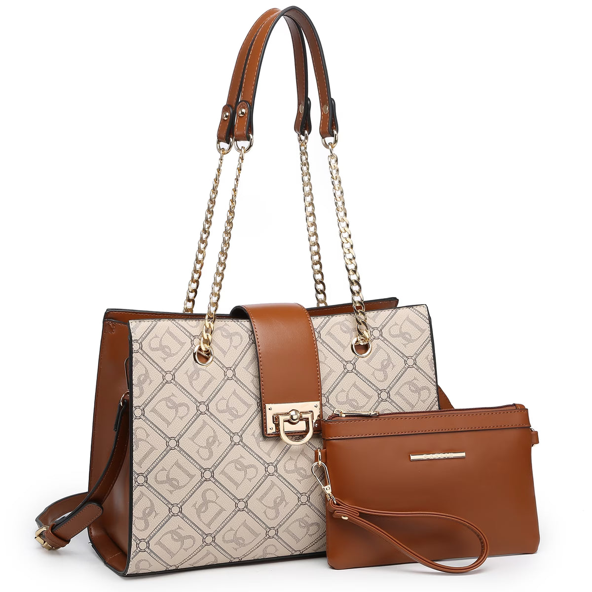 Dasein Hobo Handbag Vegan Leather Tote Chain Shoulder Purse for Women Satchel Bag with Matching Clutch