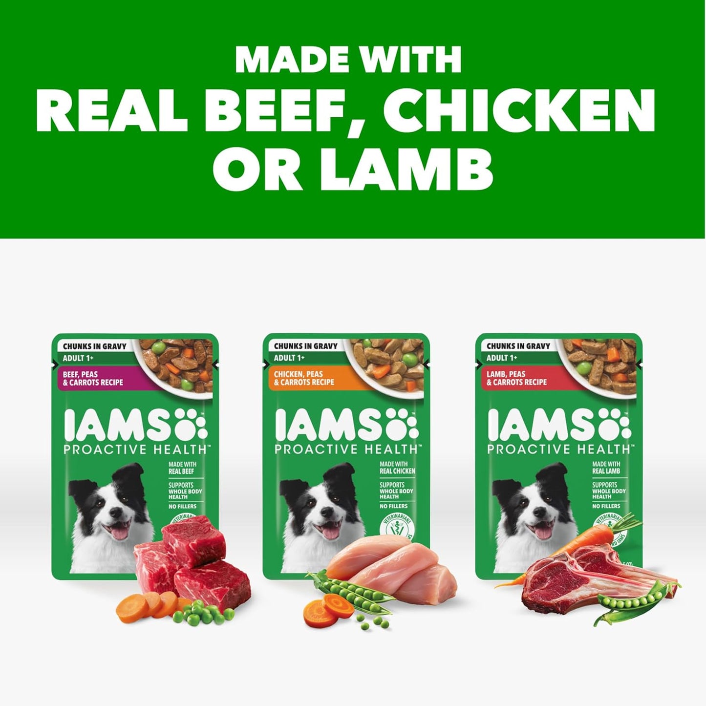 IAMS Proactive Health Adult Wet Dog Food Variety Pack, 3.5 Oz. Pouch, (18 Count)