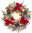 24 Inch Lighted Christmas Wreaths, Pre-Lit Xmas Wreath with 3 Red Bow, Pine Wreath with 30 LED Lights, Light up Christmas Wreath for Front Door Holiday Wall Christmas Party Decor
