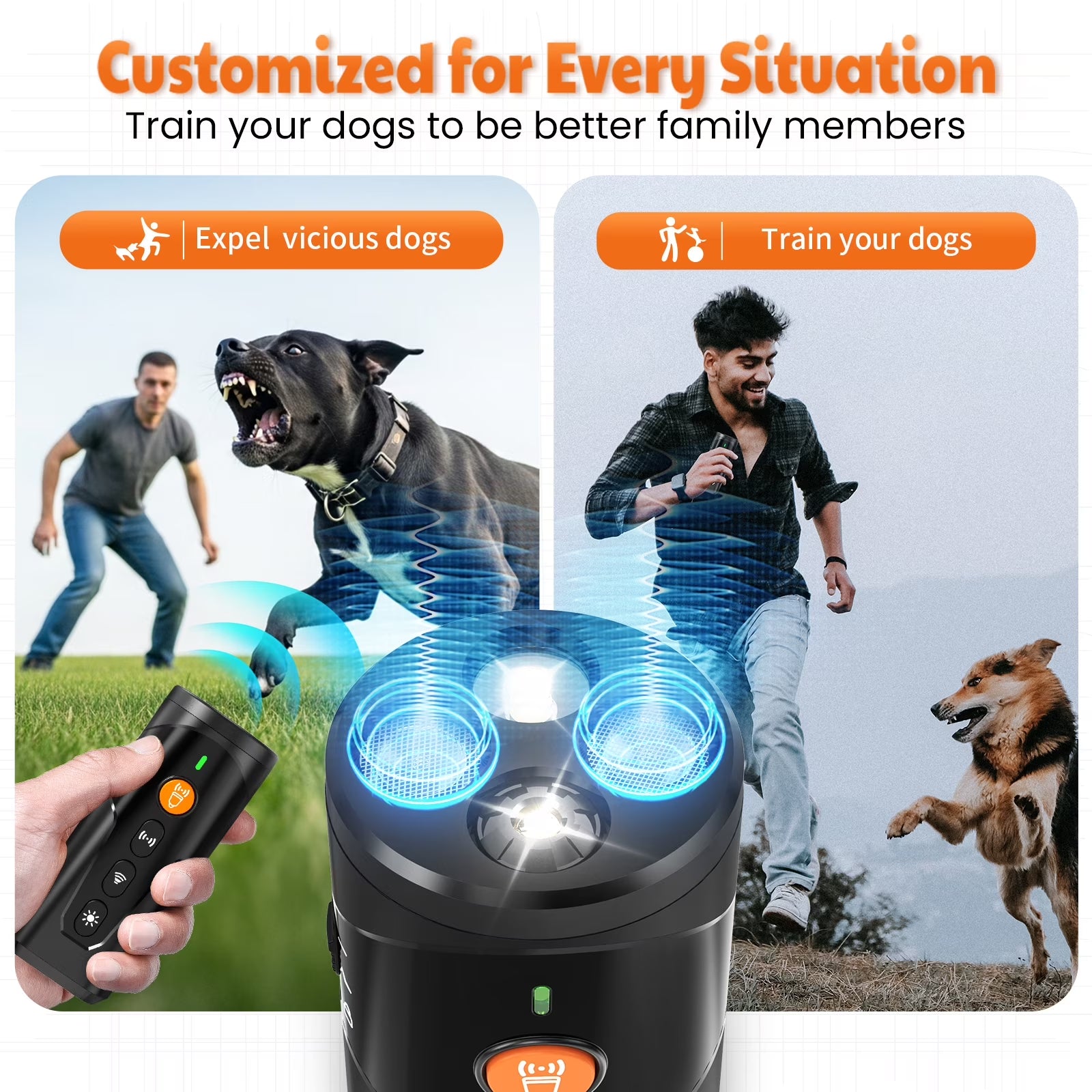 MASBRILL Ultrasonic anti Barking Device, Handheld Dog Bark Deterrent Device Stops Bad Behavior, Alternative to Painful Dog Shock Collar