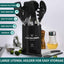Silicone Cooking Utensil Set, Umite Chef 15Pcs Silicone Cooking Kitchen Utensils Set, Non-Stick - Best Kitchen Cookware with Stainless Steel Handle - Black Kitchen Utensils