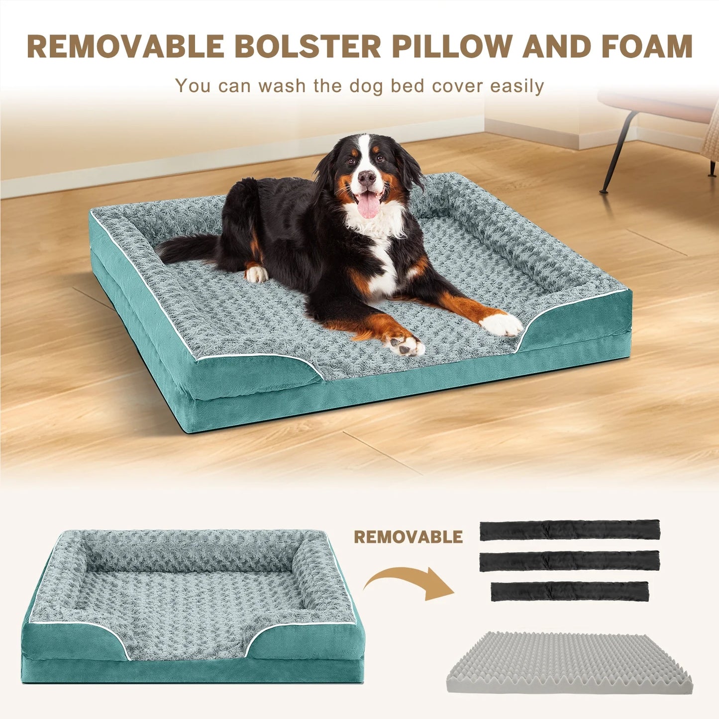 Payusd Dog Bed for Large Medium Small Dogs Orthopedic Waterproof Dog Sofa Bed Non Slip Pet Couch with Removable Washable Cover Supportive Foam M to XXL