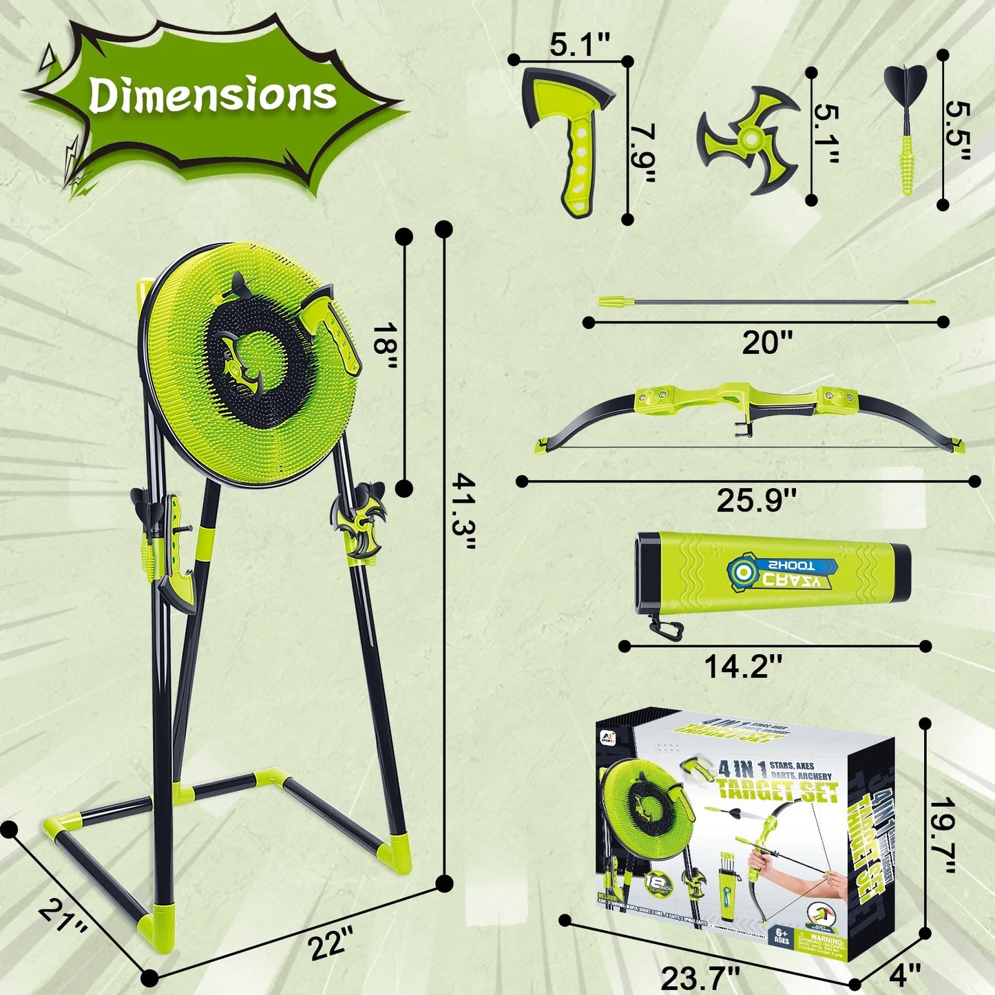 Losbenco Axe Throwing Target Game, Axe Throw & Lawn Dart Target Sets Including 3 Throwing Axes, 6 Darts and 6 Bow Arrows for Indoors and Outdoors Backyard Game