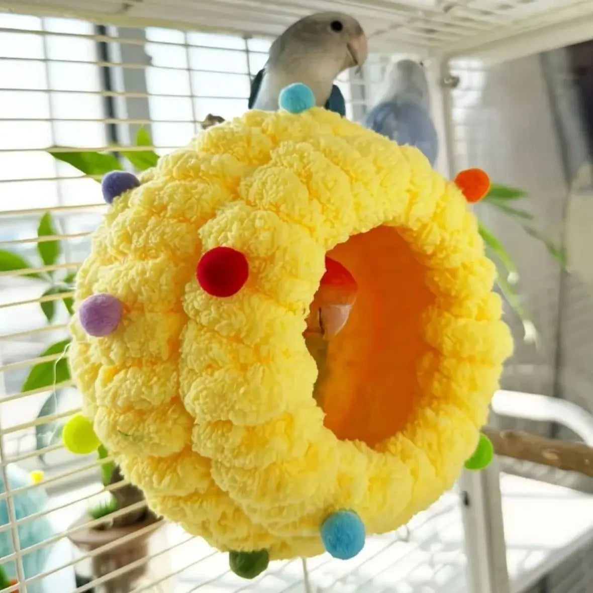 Cozy Bird Breeding & Resting Hut - Soft Snuggle Shelter, Warm Secure Space for Indoor Cages, Ideal for Budgie Cockatiel Conure Lovebird Canary Finch Hamster & Small Pets