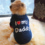 ZDWQFA Dog Sweater Clothes, I Love My Daddy/Mommy Printed Fleece Pullover Shirt, Autumn Winter Warm Costume for Pet Dog Puppy