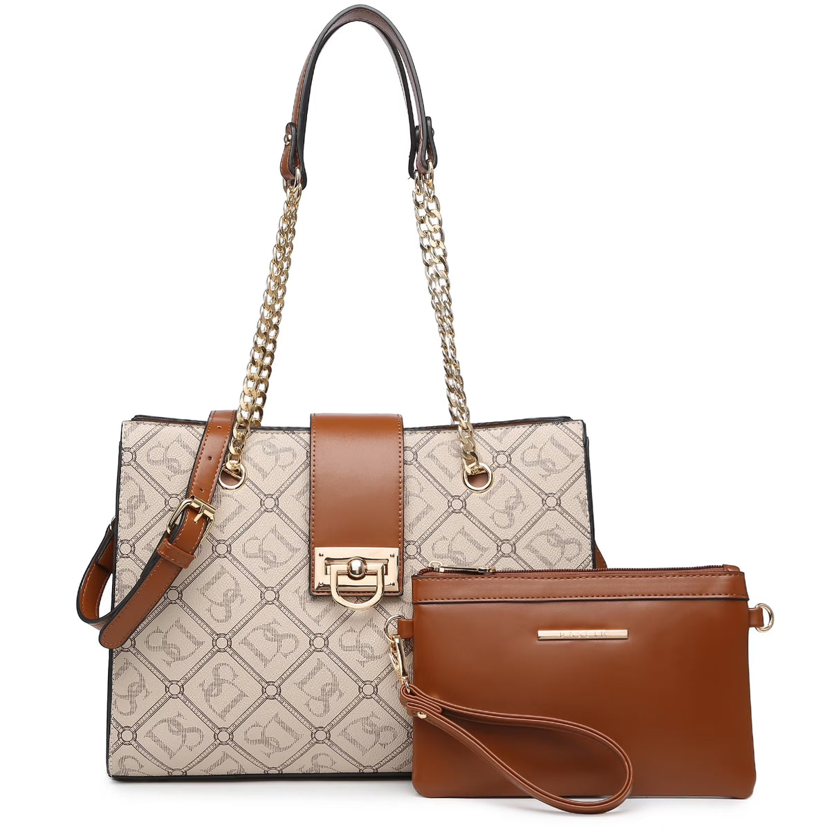 Dasein Hobo Handbag Vegan Leather Tote Chain Shoulder Purse for Women Satchel Bag with Matching Clutch