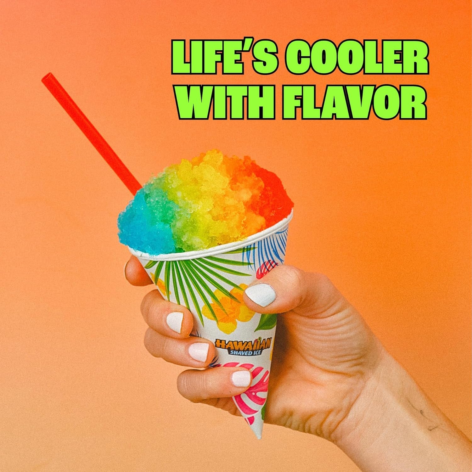 Hawaiian Shaved Ice Party Kit with 20 Syrup Flavors in 16Oz. Bottles, 200 Snow Cone Cups, 200 Spoon Straws, and 20 Pouring Spouts. Great for Birthday Parties. Allergy-Friendly