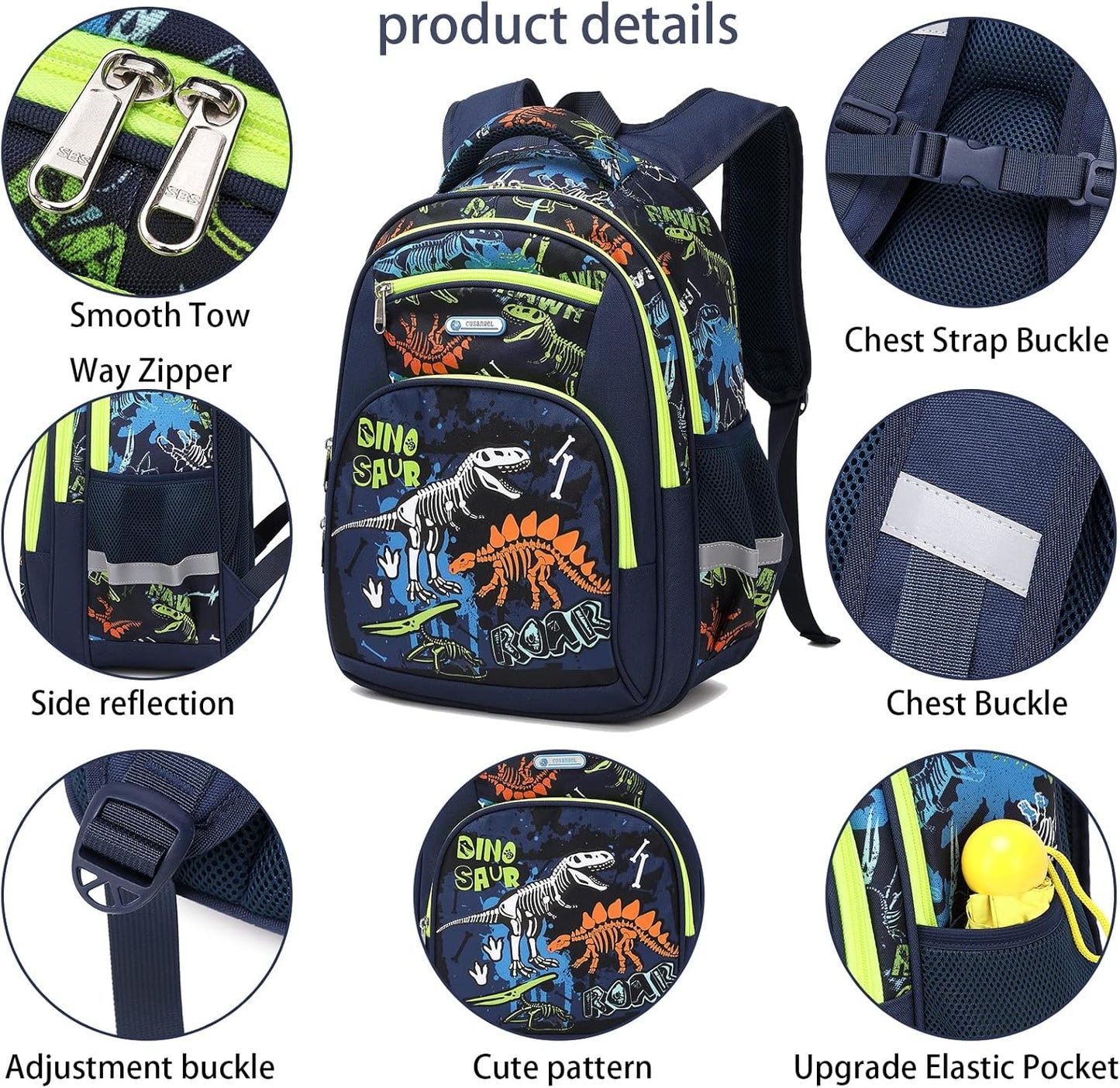 3Pcs Boys Dinosaur Backpack Set with Lunch Box Pencil Case, School Book Bag for Kids Elementary Preschool 1