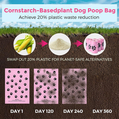 Dyforce 600 Count Dog Poop Bags Rolls with Dispenser Pink | Scented Leak Proof Pet Waste Poop Bags for Dogs 13X9", Extra Thick and Large Doggy Cat Litter Bags for Poops with Holder