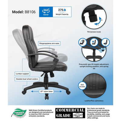 Boss Office Products Executive Leather Budget Chair