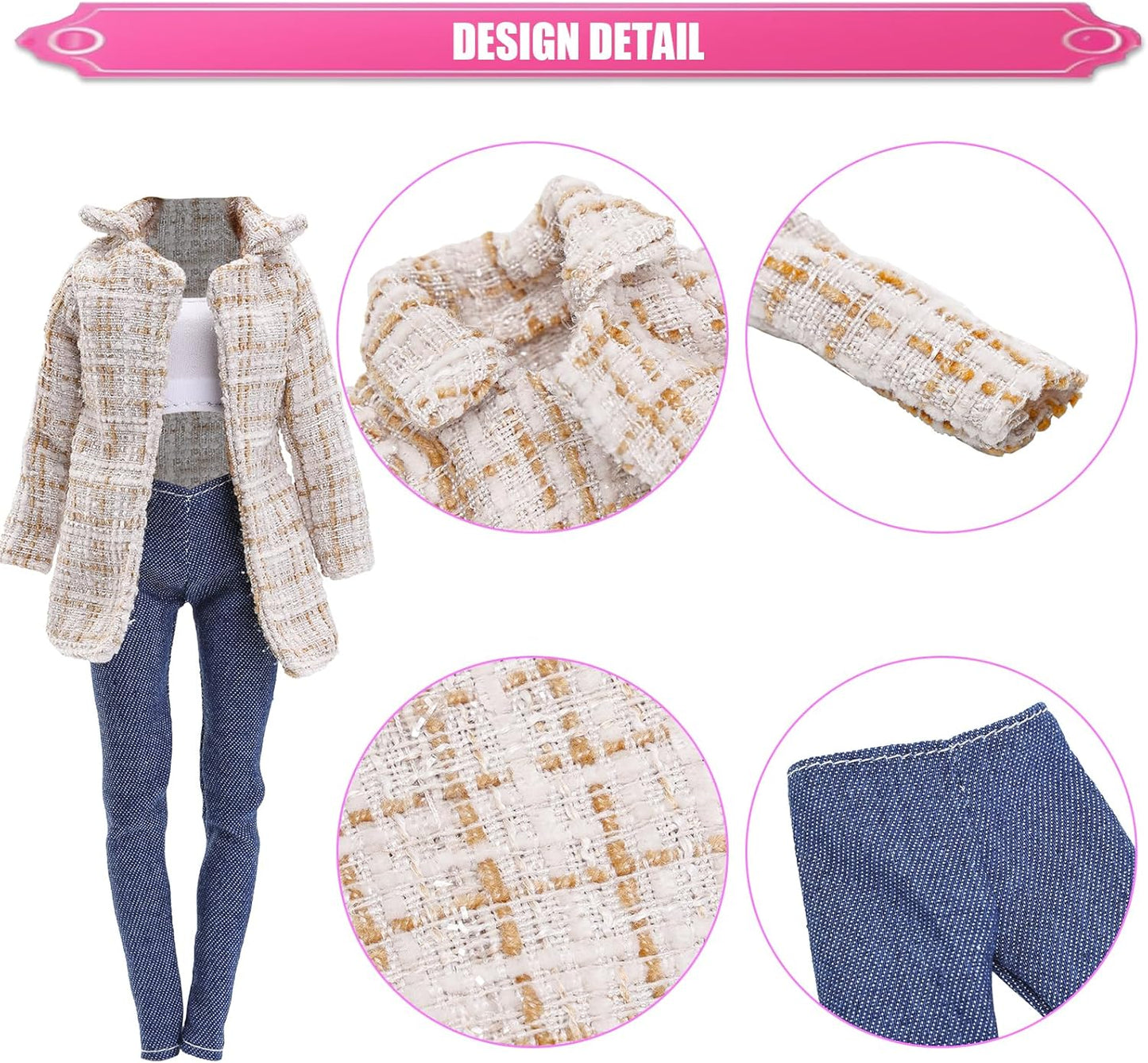 BARWA 11 PCS Doll Clothes 4 Sets Elegant Business Skirt Vest Set Fashion Top and Pants Long Sleeved Coat Office Style Casual for 11.5 Inch Girl Doll | Office Style Casual Fashion Top and Pants Long Sleeved Coat