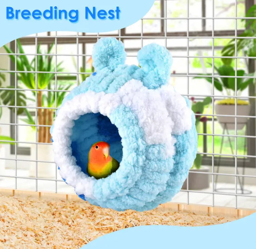 Cozy Bird Breeding & Resting Hut - Soft Snuggle Shelter, Warm Secure Space for Indoor Cages, Ideal for Budgie Cockatiel Conure Lovebird Canary Finch Hamster & Small Pets