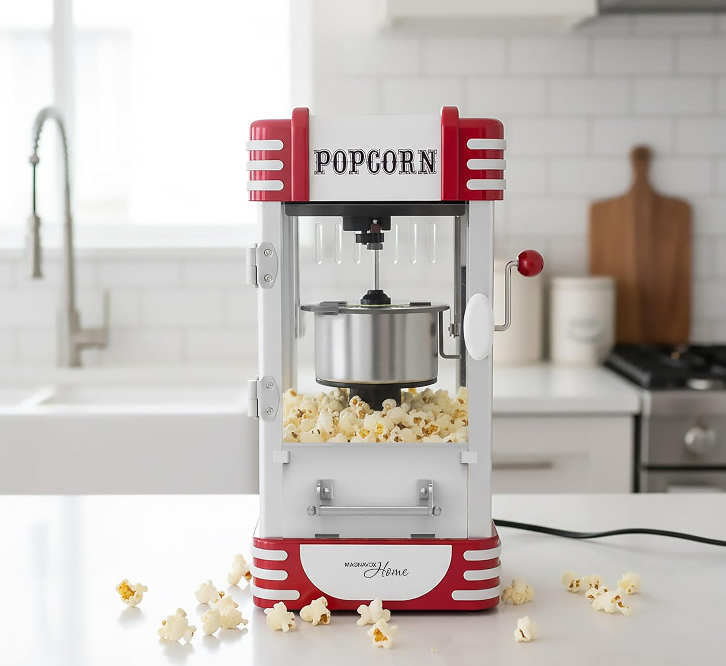 MAGNAVOX HOME MHPM0250, Popcorn Maker Machine, Movie Theater/Cinema Style with 2-Sided Serving Scoop. 2.5 Ounce, Red