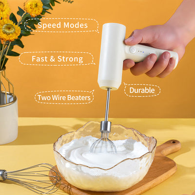 Electric Egg beater With 2 Wire whisk Portable 3 Speeds ,USB Rechargeable.