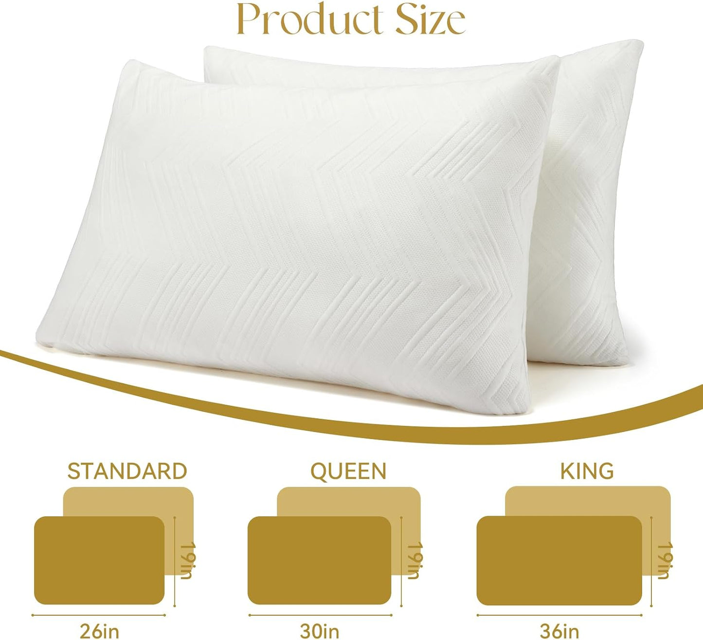 Adjustable Pillows, Standard Size Bed Pillows for Sleeping 2 Pack, Memory Foam Pillows - Medium Firm Back, Stomach and Side Sleeper Pillows
