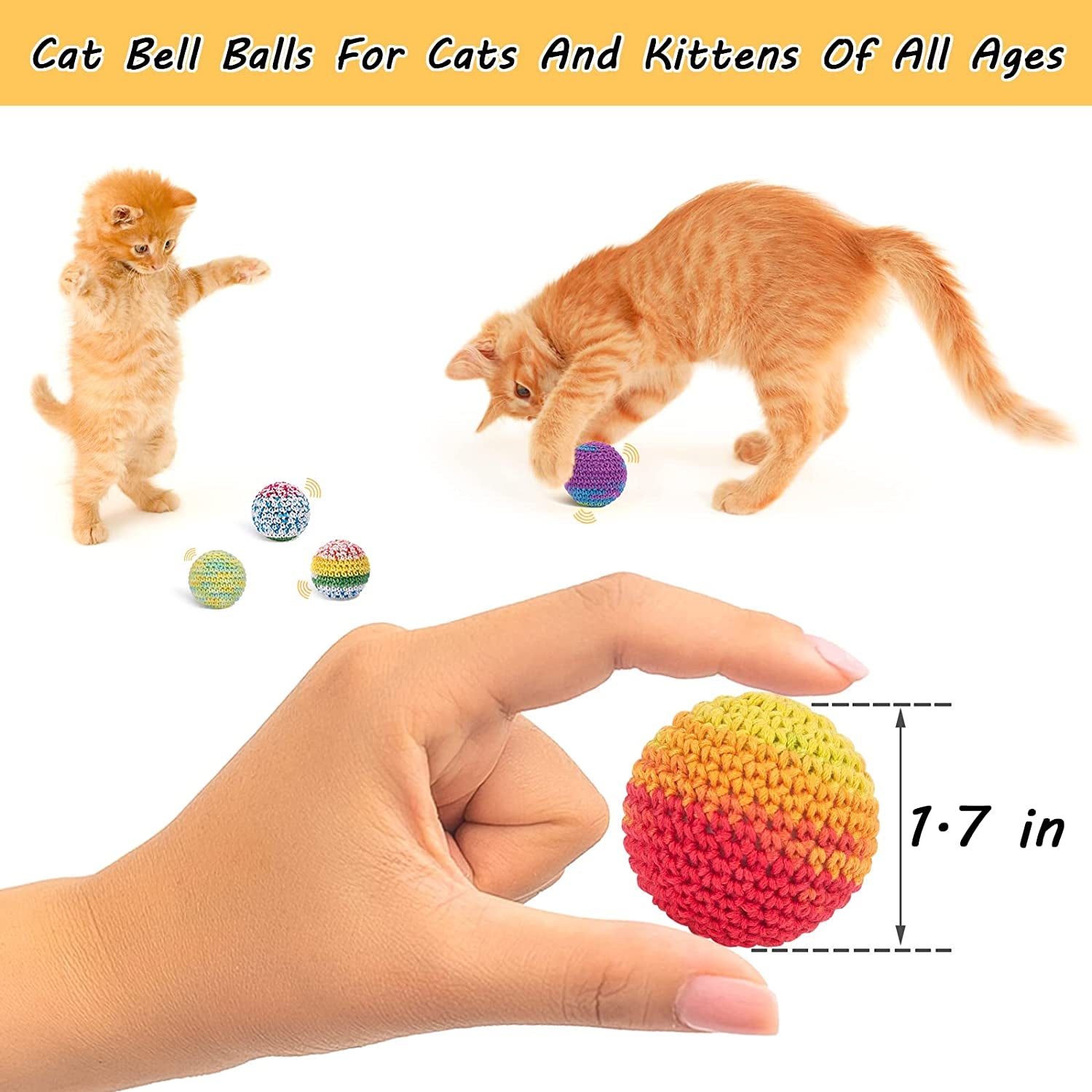Cat Toys Balls, Woolen Yarn Cat Ball Toy with Bell Inside, Cat Toys for Indoor C
