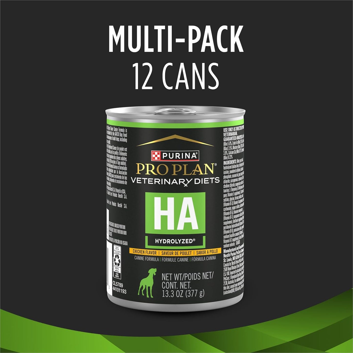 Pro Plan Veterinary Diets Purina HA Hydrolyzed Chicken Flavor Canine Formula Adult Wet Dog Food - (Pack of 12) 13.3 Oz. Cans