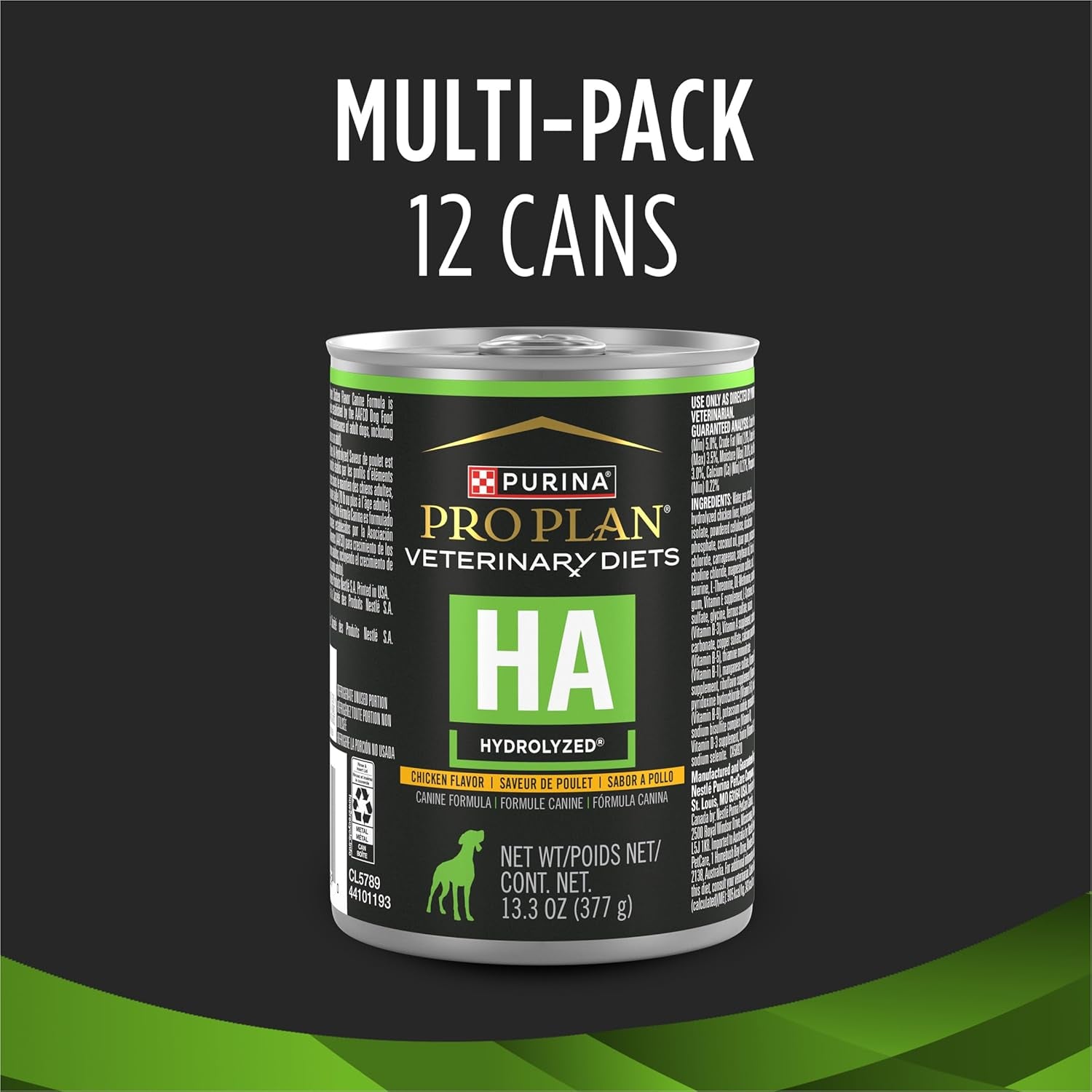Pro Plan Veterinary Diets Purina HA Hydrolyzed Chicken Flavor Canine Formula Adult Wet Dog Food - (Pack of 12) 13.3 Oz. Cans