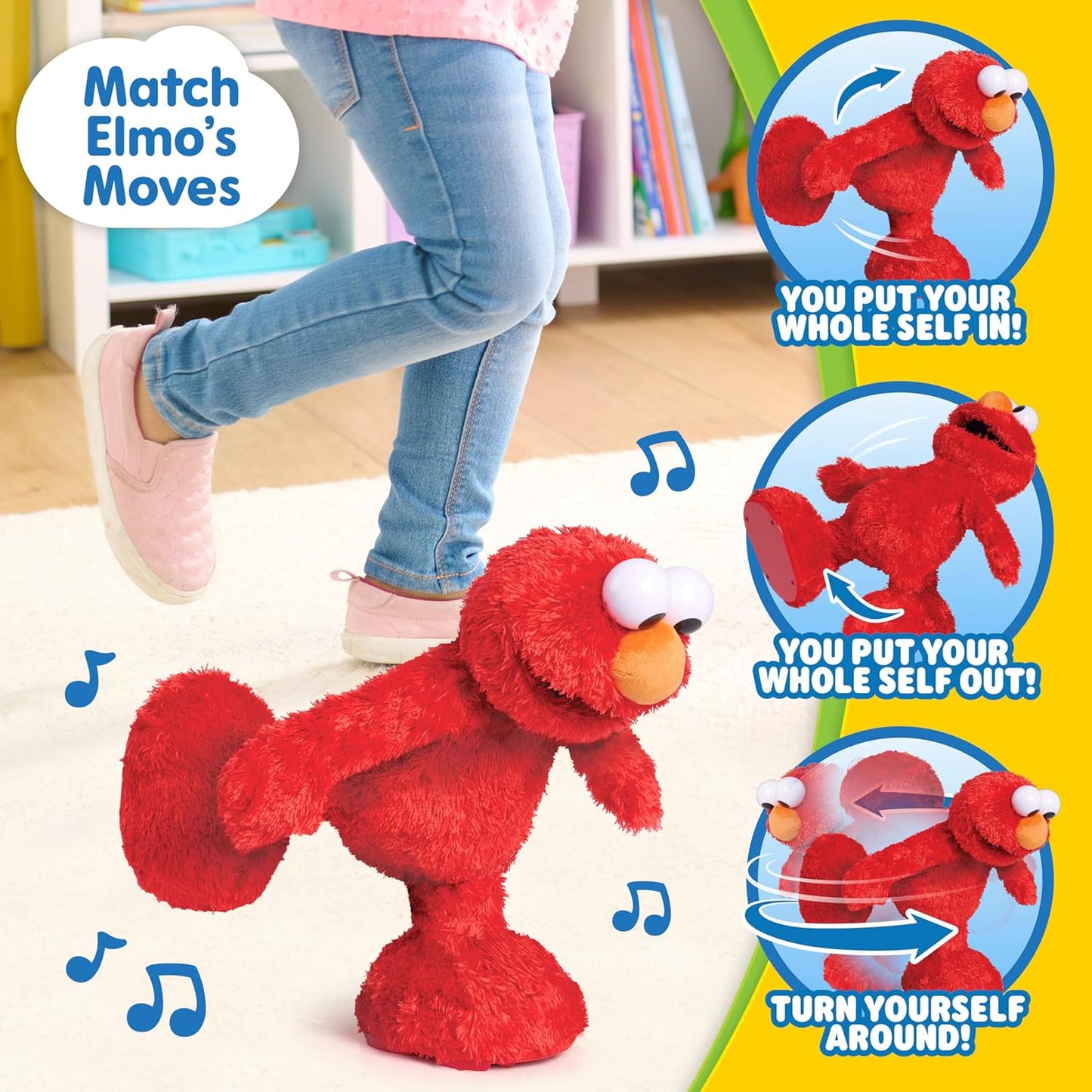 Sesame Street Hokey Pokey Elmo 14” Interactive Plush Toy | Sings, Dances & Plays Music, Bilingual Stuffed Animal, Pretend Play, Soft & Huggable, for Girls and Boys, Ages 18 Months+