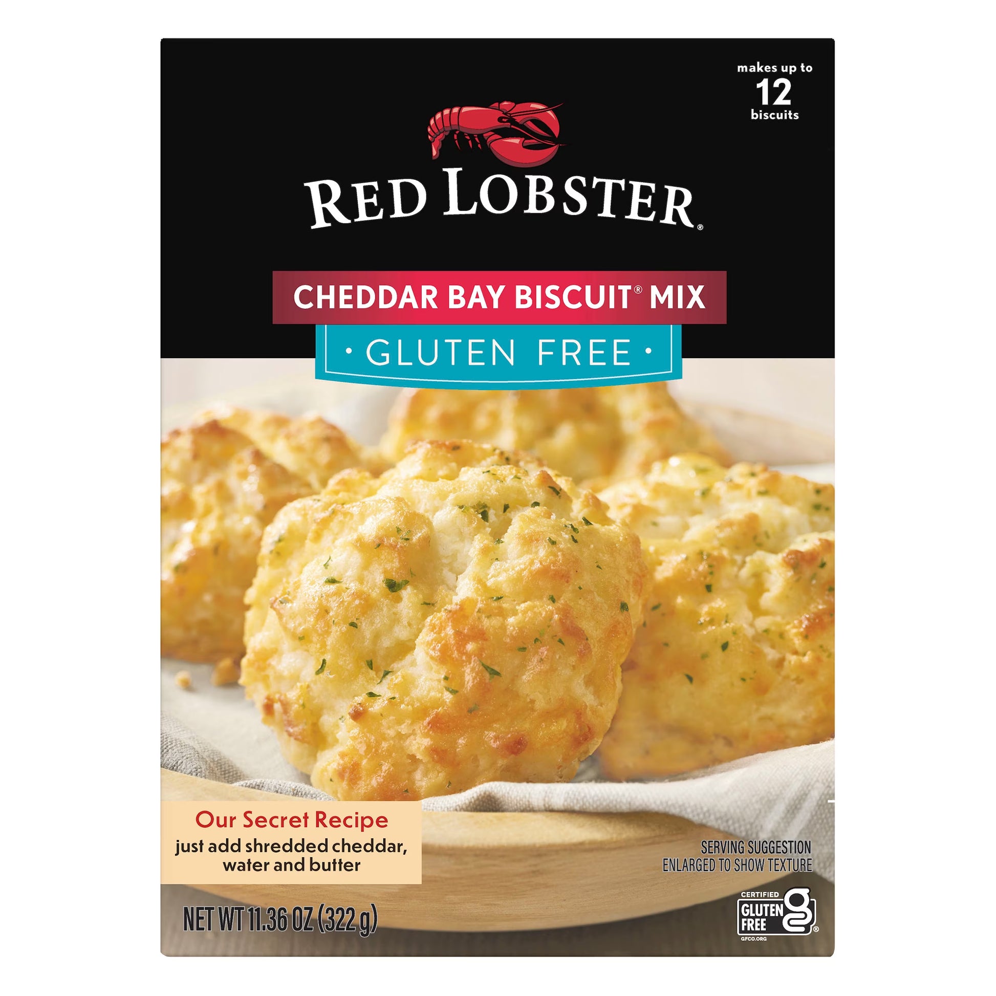 (4 Pack) Red Lobster Gluten Free Cheddar Bay Biscuit Mix with Garlic Herb Seasoning, Cheddar Gluten Free Biscuit Mix, 11.36 Oz Box