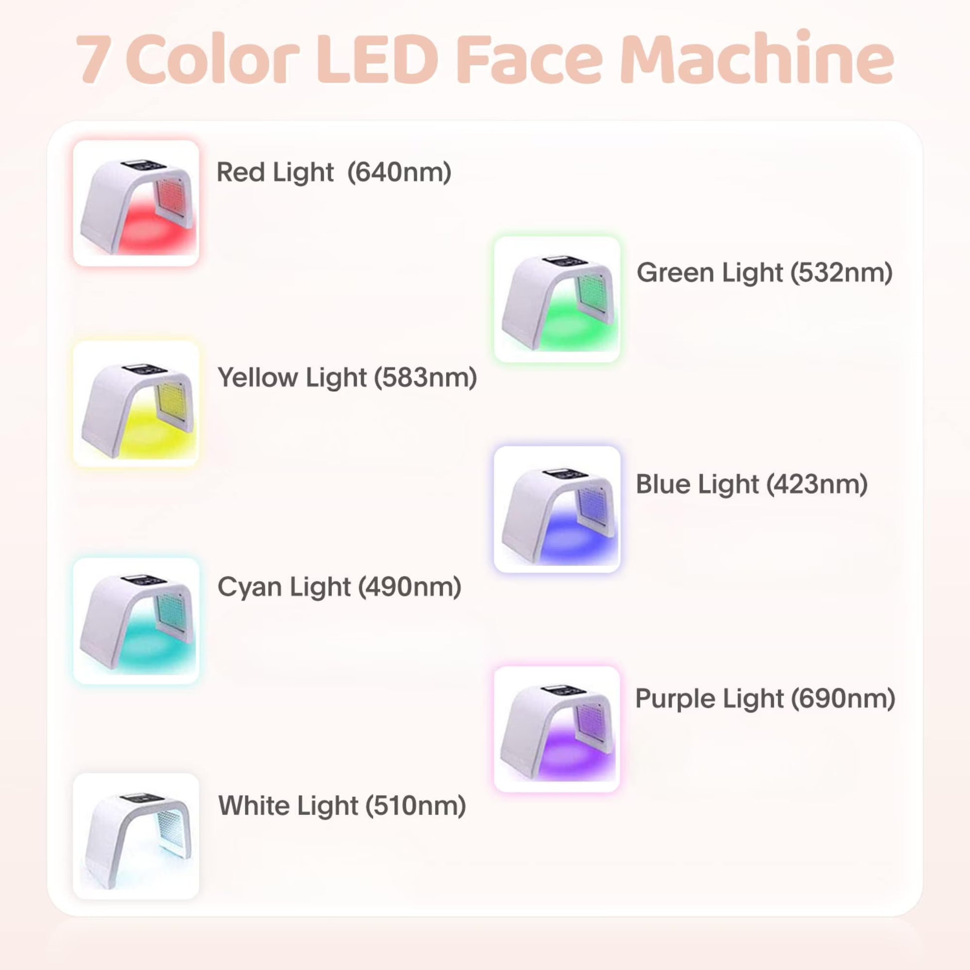 Beautifyease Red Light Therapy for Face, 7 in 1 Colors LED Face Mask Skin Care Tool