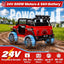 Joyracer 24V 2 Seater Kids Ride on Truck with Remote Control, 4×200W Motor, Electric Battery Powered Toys Car W/ 4 Wheels Spring Suspension, 3 Speeds, LED Lights, Bluetooth Music, Red