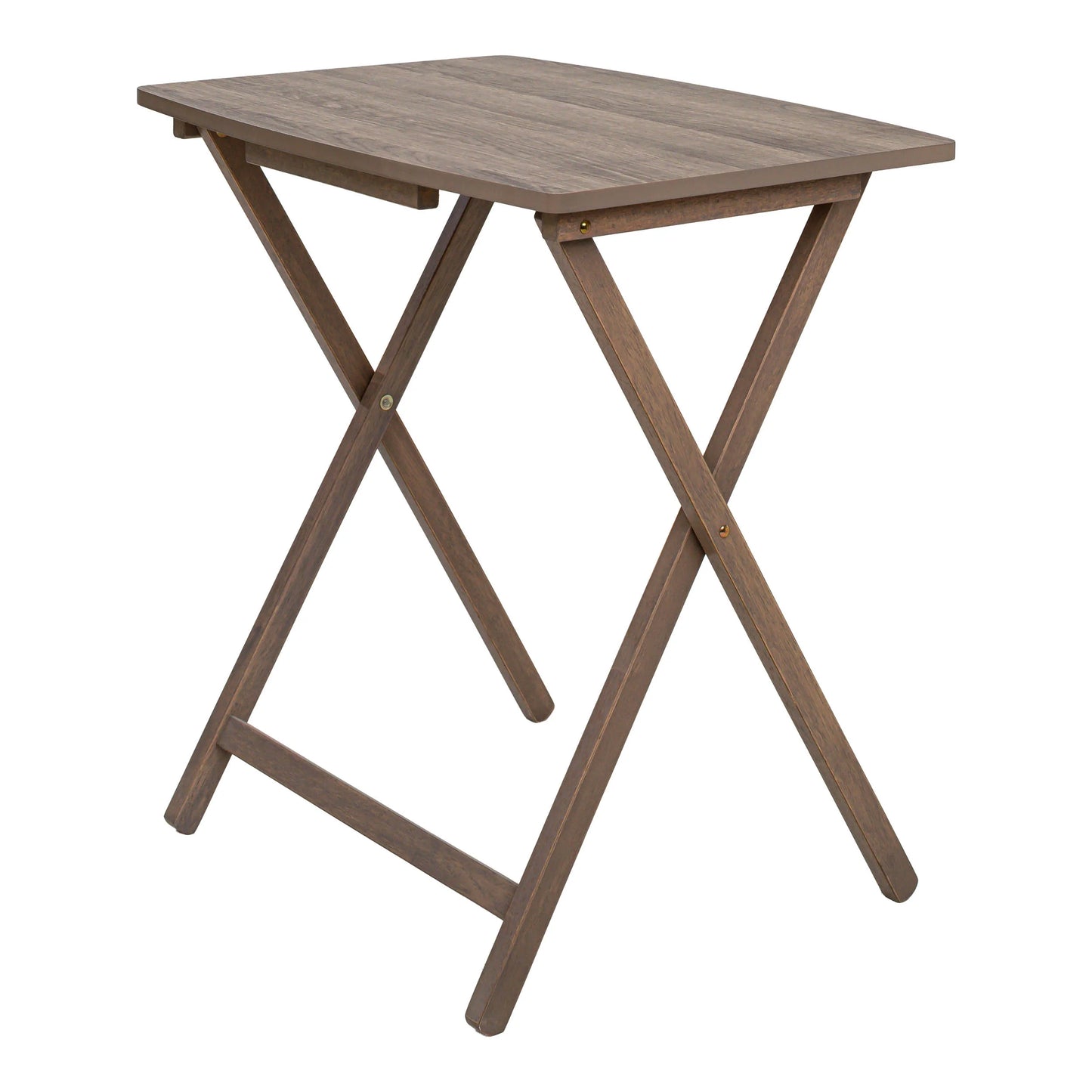 Mainstays XL Oversized 5-Piece Rubberwood Folding TV Tray Table Set of 4 with Storage Rack, Rustic Gray