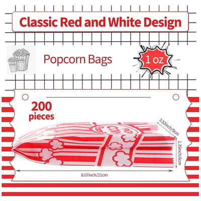 VOISEN Paper Popcorn Bags,200 Pack 1Oz Popcorn Bags Individual Servings, Popcorn Bag Bulk for Popcorn Machine,Movie Nights Pop Corn Bags