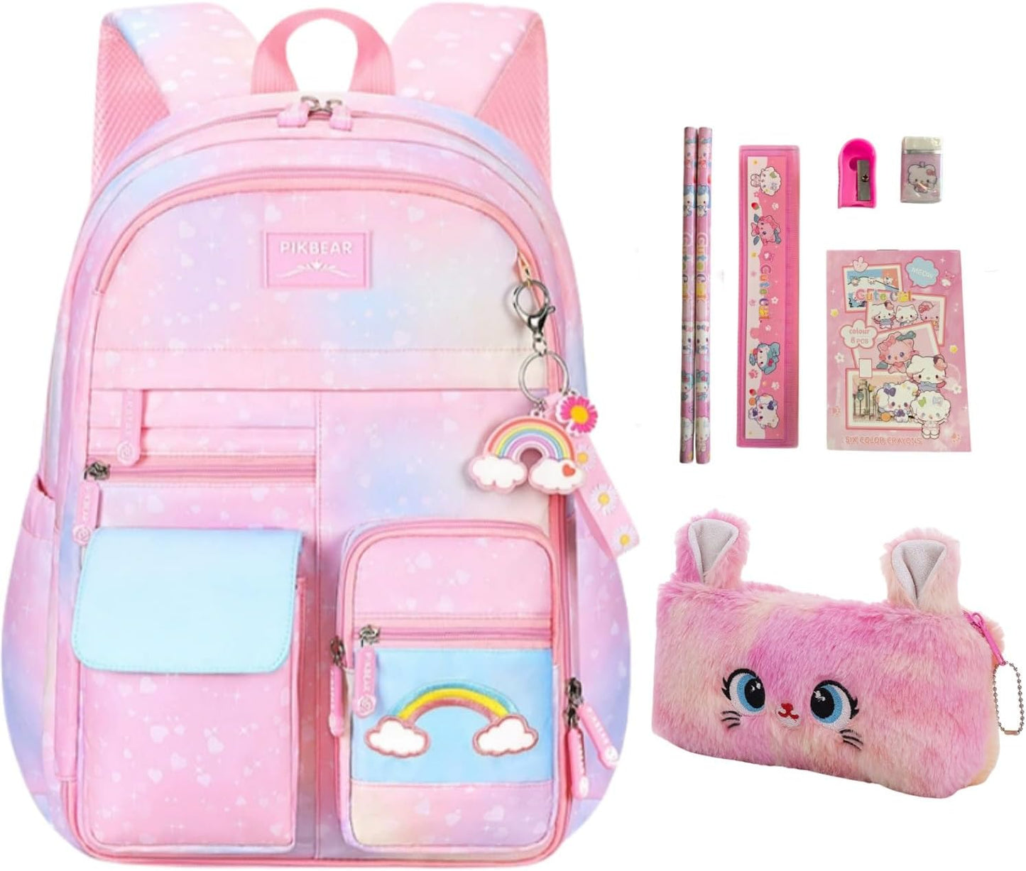 Kids Backpack for Girls.Girls Backpack,School Bag for Kids.Girlsteens Middle Student,Kawaii Children'S Book Bag Pink